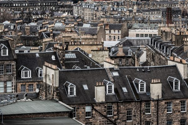EDINBURGH, UNITED KINGDOM - Dec 15, 2017: Cityscpae view of Edinburgh, Scotland, seen from Calton Hill